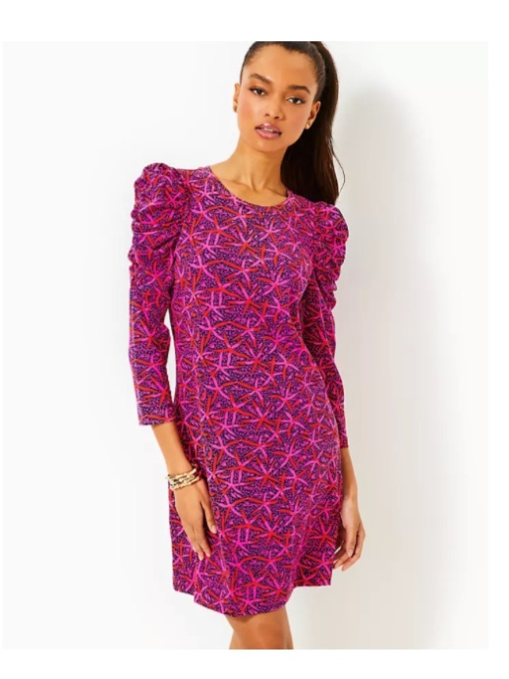 NWT Lilly Pulitzer Passion Fruit Pink Star-Print Steffie Dress Large